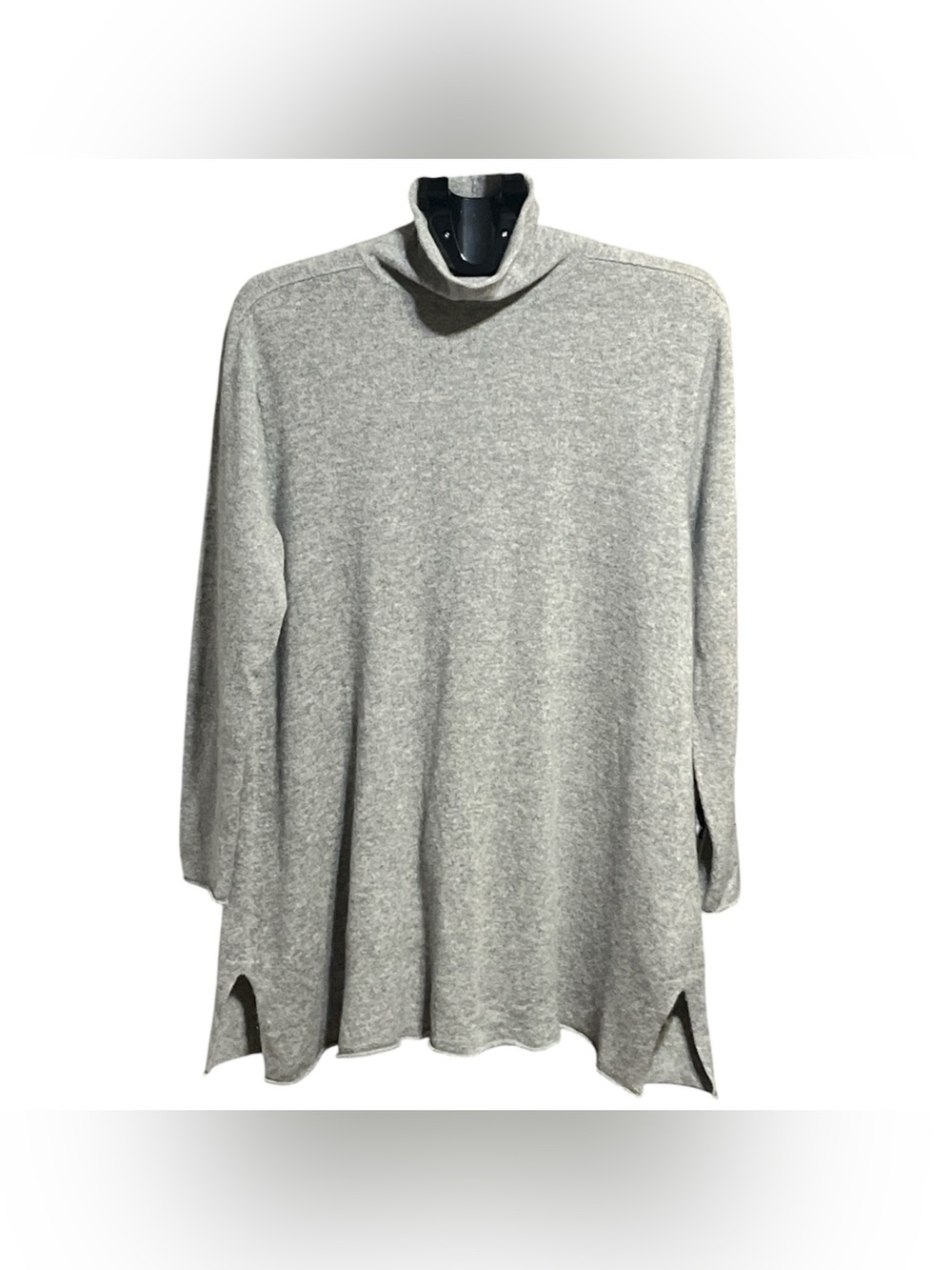 Eileen Fisher Heather Gray Cowl/Turtleneck Swing Sweater